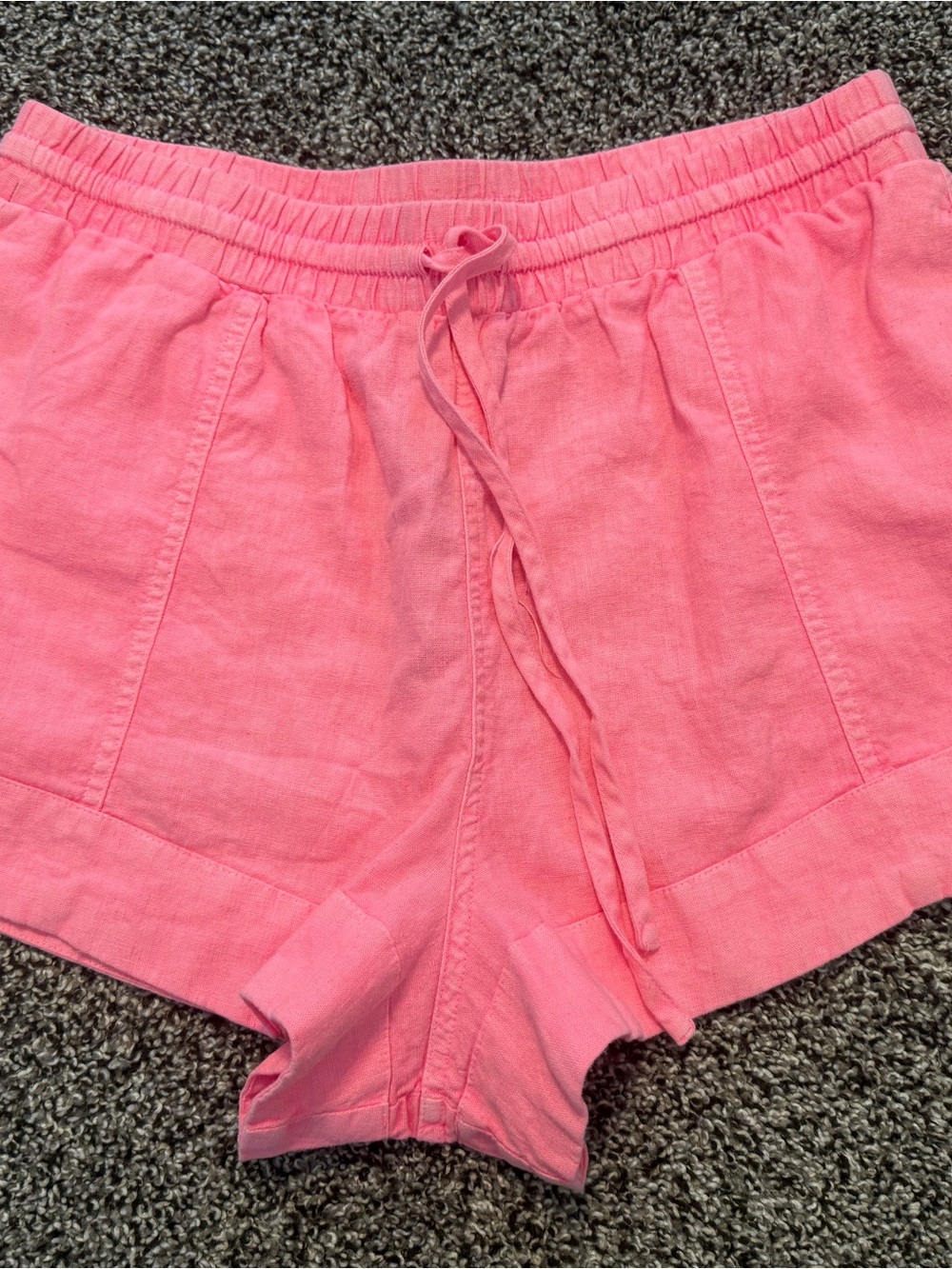 Women's Hot Pink Drawstring Linen-Blend Shorts NWT - Picture 6 of 6